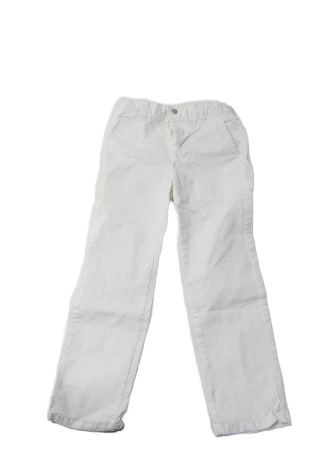 Хлопковые эластичные брюки Jacadi для мальчиков на пуговицах с застежкой-молнией белые размер 6a - Изображение 2 из 4