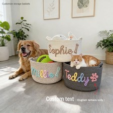 Cotton Rope Dog Toy Storage Basket Pet Toy Organizer