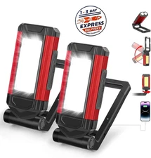 Paquete de 2 luces de trabajo magnéticas LED recargables, herramienta portátil