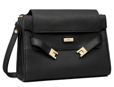 Tory Burch Lee Radziwill MEDIUM Shoulder Bag Black Pebbled NWT Auth NO DUTIES