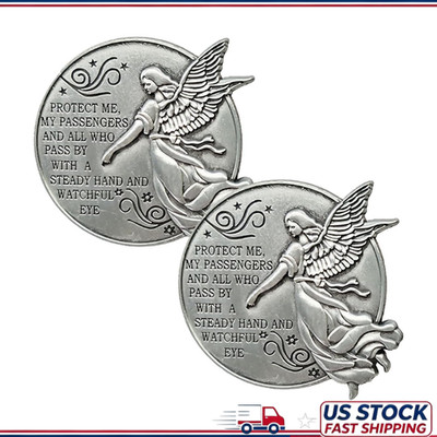 Guardian Angel Visor Clip Car, Religious Gift, 2PCS, Never Drive Faster Than You