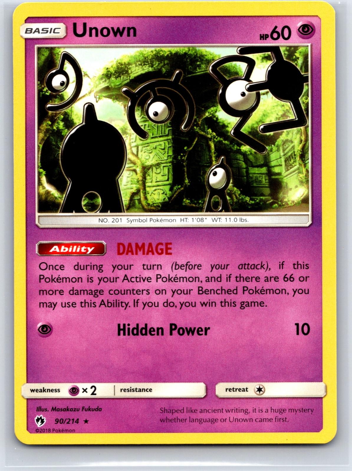 Unown 90/214 Rare Lost Thunder Pokemon NM/M