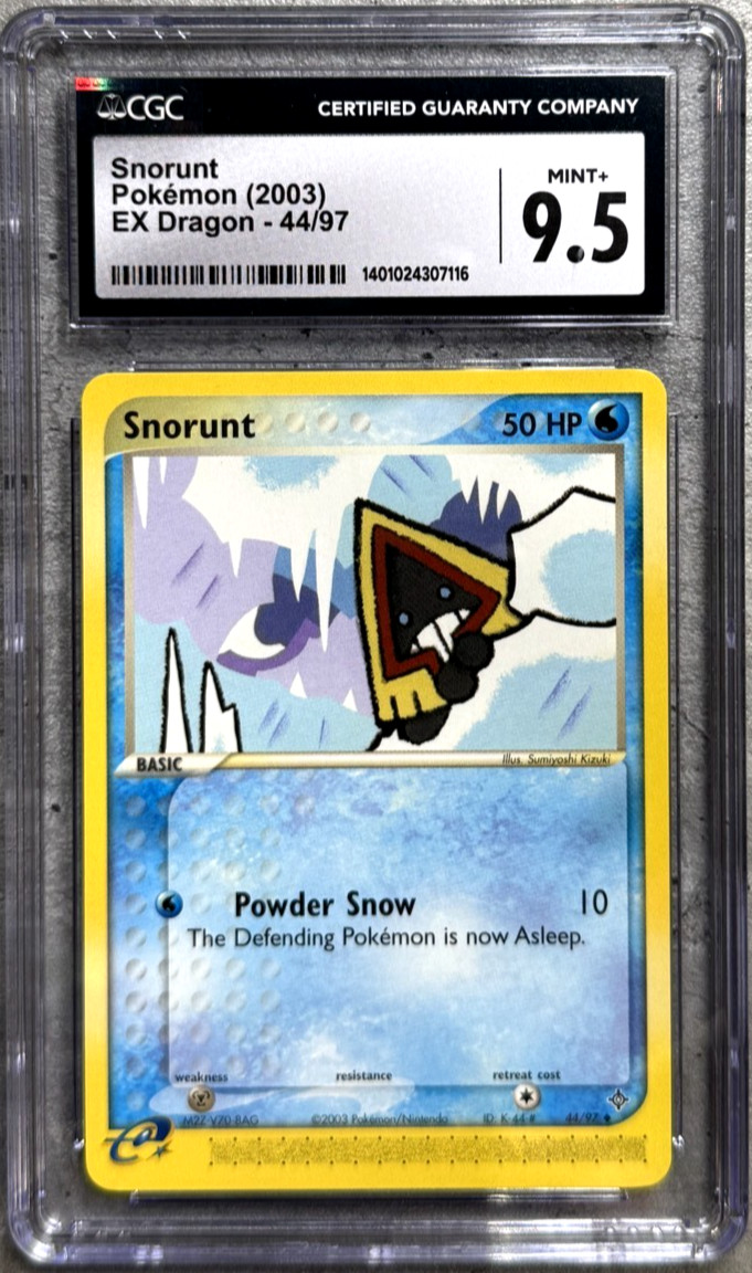 Pokémon Card Snorunt CGC 9.5 Mint+, e-Reader EX Dragon 44/97, 2003 (1)