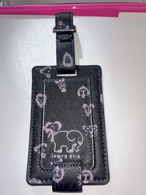 Ivory Ella Faux Leather Black Purple Animal Print Travel Luggage Tag