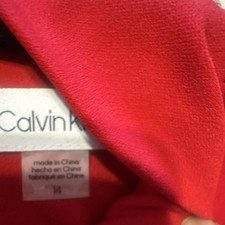CALVIN KLEIN Red Sheath 3/4 Sleeve High Neck Knee Length Dress Size 14