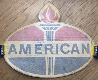 Rare Vintage American Oil Co Large Advertising Sticker Decal Sign 20 x 25