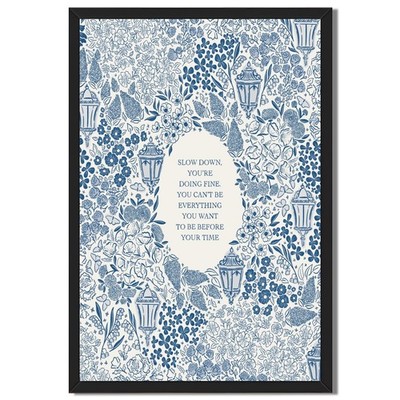 Framed Slow Down Youre Doing Fine Music Posters Motivational Quote Wall Art B...