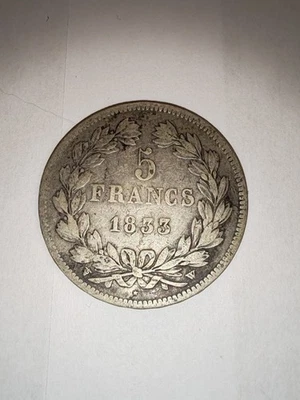 Pièce Argent Louis-Philippe - 5 francs 1833 W - Photo 1/4