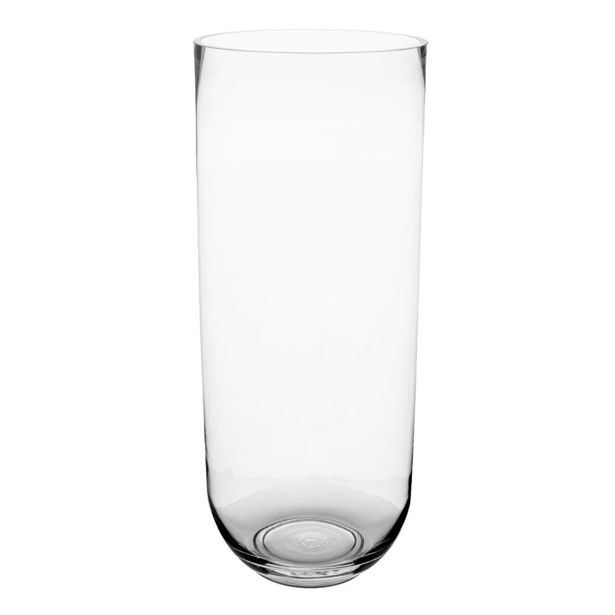 Vase cylindrique bombé 50cm stable en verre transparent pour bouquet lourd
