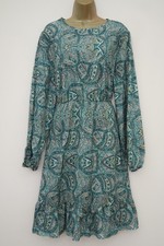 SHEIN TEAL PAISLEY PRINT LONG PUFF SLEEVE SKATER TEA DRESS SIZE 4XL 24