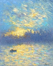 Original oil on canvas Impasto painting, Hand-painted seascape, Impressionism