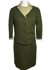Butte Knit Vintage Women's Size S Green Tweed Wool 3pc Skirt Suit Classic 60s