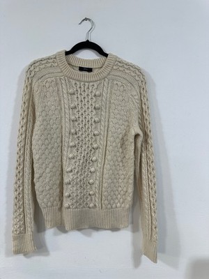 J Crew Damen Lammwollmischung Aran Pullover Größe 10 Pit-PIt 49 cm (3041)