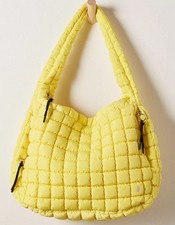 Free People Quilted Carryall Tote Bag    Sour Citrus Sun Yellow Nwt