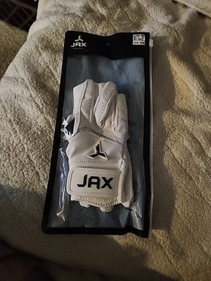 JAX MODEL ONE Right Handed White BATTING GLOVES - Strap Cuff - NEW Size Ys