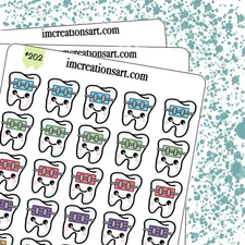 Colored Braces Teeth Care Hand Drawn Planner Stickers Organizer Journal