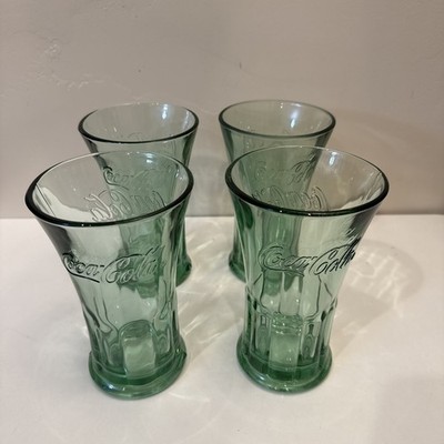 Coke Coca Cola Vintage Libby Flared Bottom Green Glasses Set Of 4 16 Oz