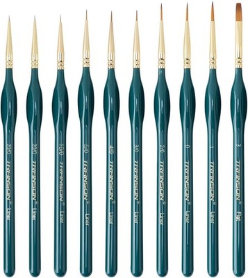 Transon 10Pcs Extra Fine Tip Detail Brushes for Model Miniature Painting and