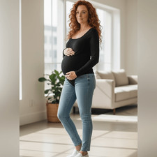 NWT Isabel Women  s Black Long Sleeve Maternity One Piece Bodysuit - Size XS