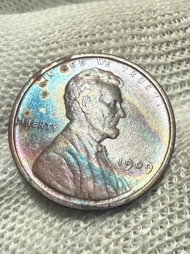 1909 VDB Philadelphia Mint Copper AU +Wheat Cent High Grade Original Toned