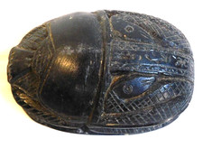 RARE EGYPTIAN SCARAB BEETLE~SYMBOL OF GOOD LUCK & HIEROGLYPH~4 3/4"~#2