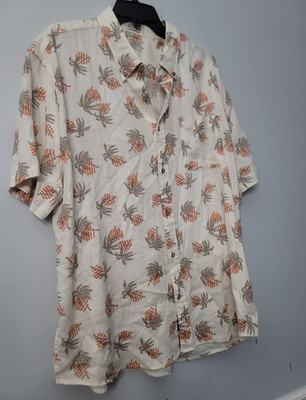 Faherty Breeze SS Shirt Short Sleeve Tropical Button-Up White XXL MW52516