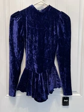 Jerry's Ice Figure Skating Blue Crushed Velvet Dress Size Adult Small Keyhole