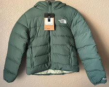 The North Face Girls Reversible North Down Hooded Jacket-S 7-8 -Green/Lemon-New