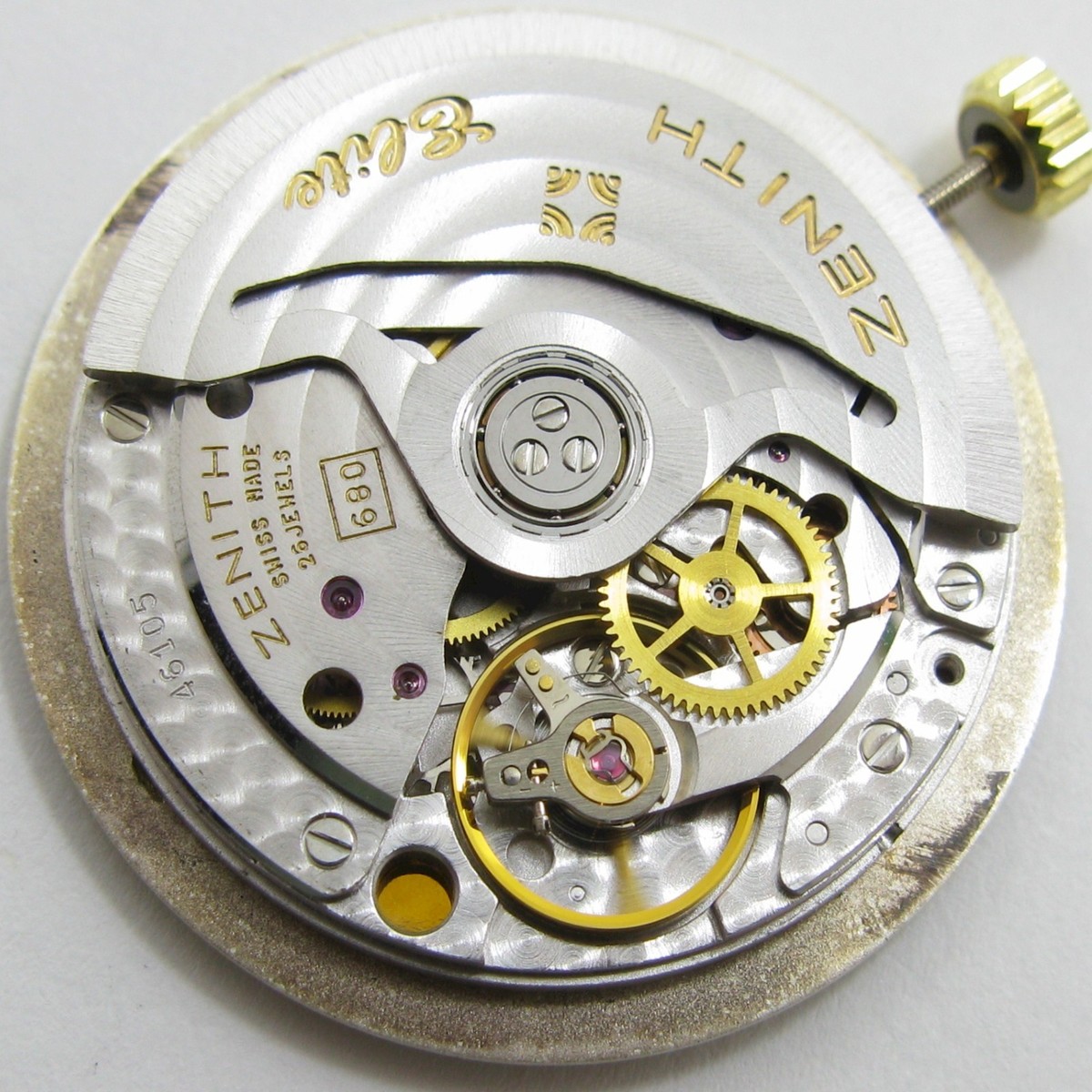 Zenith 680 Elite 27 jewels hack sec. auto. watch movement + dial