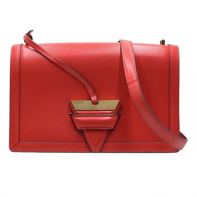 LOEWE Barcelona Leather 2ways Shoulder Bag Red GHW R2074