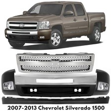 Front Bumper Grille Assembly Chrome Kit For 2007-2013 Chevrolet Silverado 1500
