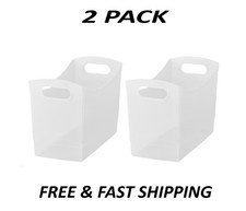 (2 Pack) Mainstays 12 Qt Clear Storage Bin with Handles, Narrow Organizer.