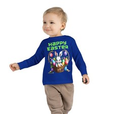 Happy Easter Bunny Basket Toddler Long Sleeve Shirt/ T-shirt Matching Family