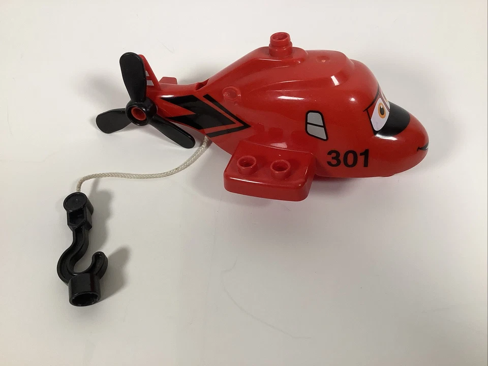 Lego Duplo Red Fire & Rescue Helicopter - Missing Wheels and Top Propellers - - Image 2 of 4