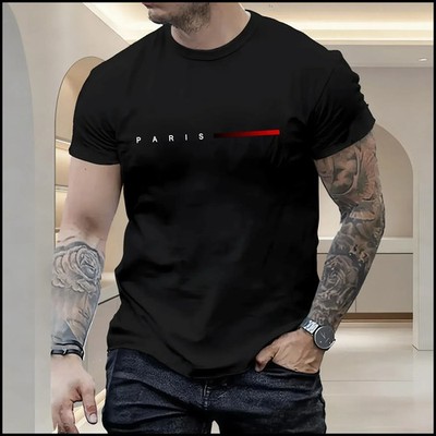 T-shirt à manches courtes pour homme, tendance et polyvalent, été, ample, Paris,