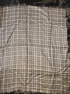 Vintage Echo 100% Rayon Fringe Edge Square Scarf 32” Checkered Line Pattern