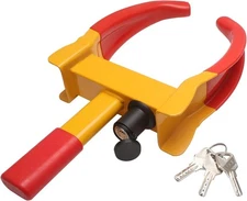 Universal Wheel Lock, Heavy Duty Tire Lock, Automotive Anti-Theft Lock -Red