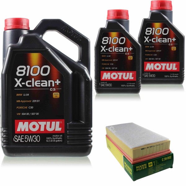 Mann-Filter Inspektionspaket 7L Motul 8100 X-Clean+ 5W-30 FüR VW Touareg 3.0 V6-image