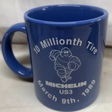 Michelin Tire Vintage Blue Employee Mug 10 Millionth Tire US3 March 9th, 1989