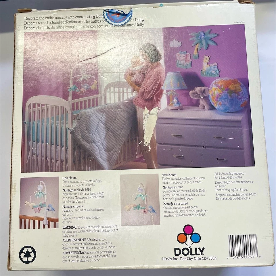 Cuna móvil musical de felpa Dolly Jungle unisex multicolor vintage Foto 2 de 4