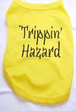 Small Yellow Tripping Hazard Graphic Dog Shirt - Funny Dog Clothes, Pet Supplies