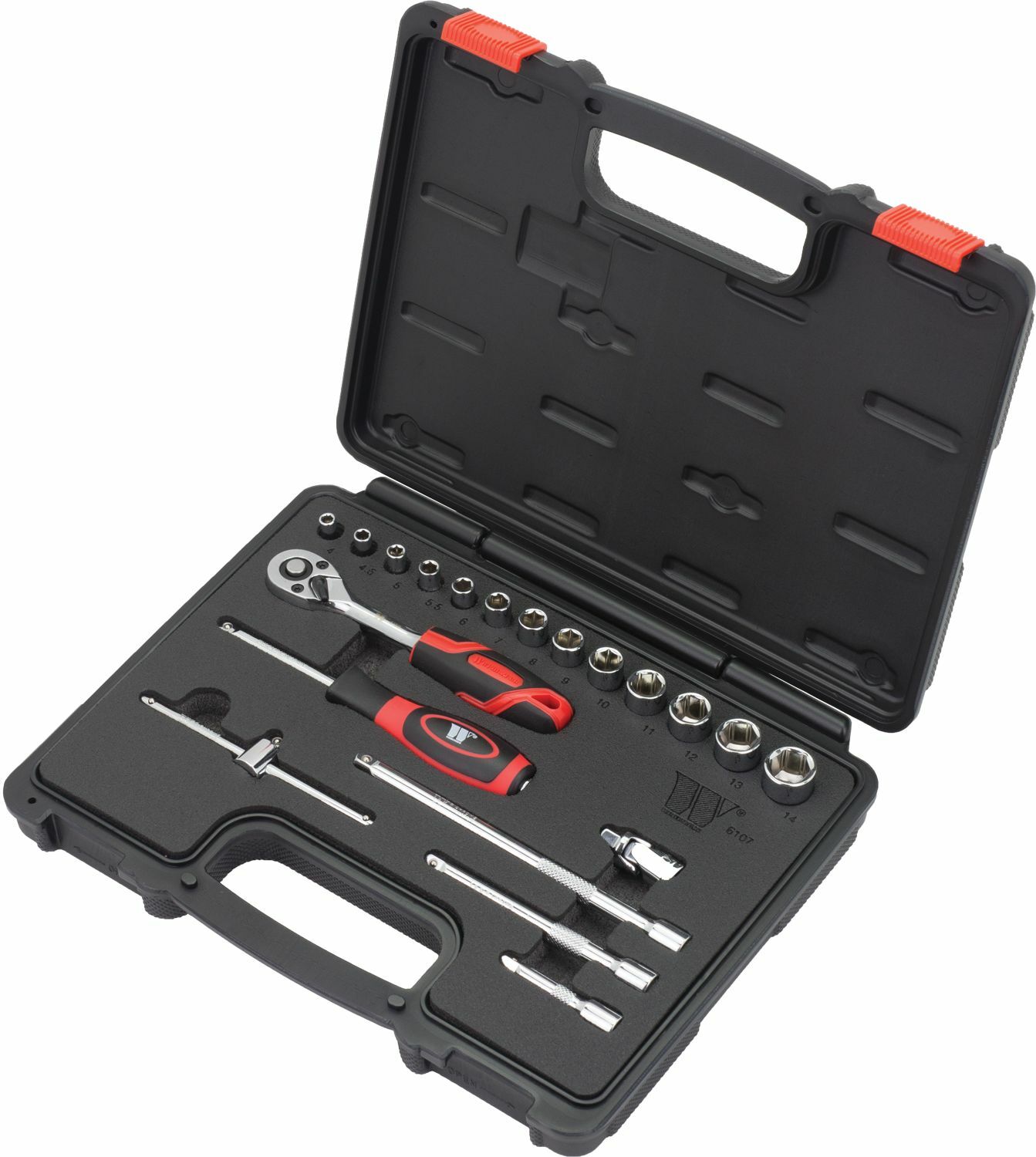 Welzh Werkzeug 1/4""Dr Socket Tool Set 20-Piece, Shallow, Chrome, 6-Point 6107-WW