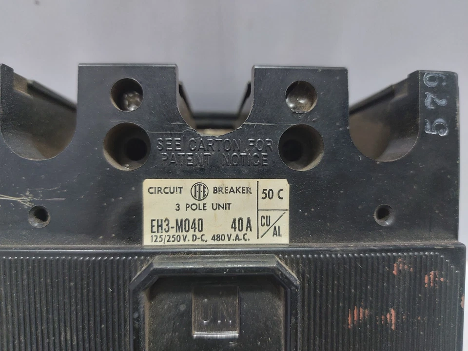 Gould I-T-E EH3-M040 Circuit Breaker 3 Pole Unit 40A - Image 2 of 4