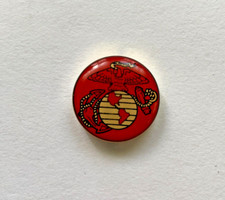 United States Marine Corps Bracelet Pendant .75" Red Gold Small Round Semper Fi