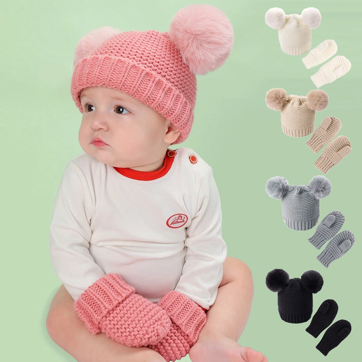 Infant girl hat and mitten set online
