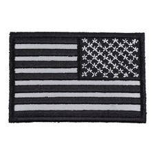 Reflective Black Grey American Flag Reversed Patch, U.S. Flag Patches