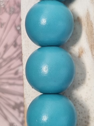 Large Chunky Turquoise Wooden Beaded Layered Seven Strand Necklace - Picture 5 of 7