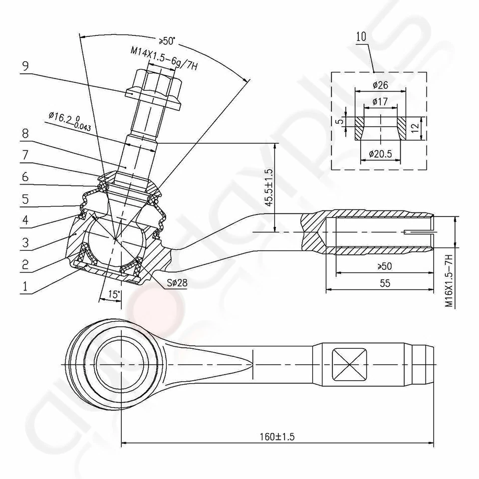 Suspension 6Pcs Control Arm Ball Joints Outer Tie Rod Fits 2006-2008 BMW 750Li - Image 3 of 4