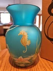 BRAND NEW!! BlueFenton Seahorse Vase 7'' 100th Yr Hand Painted & Signed A-224