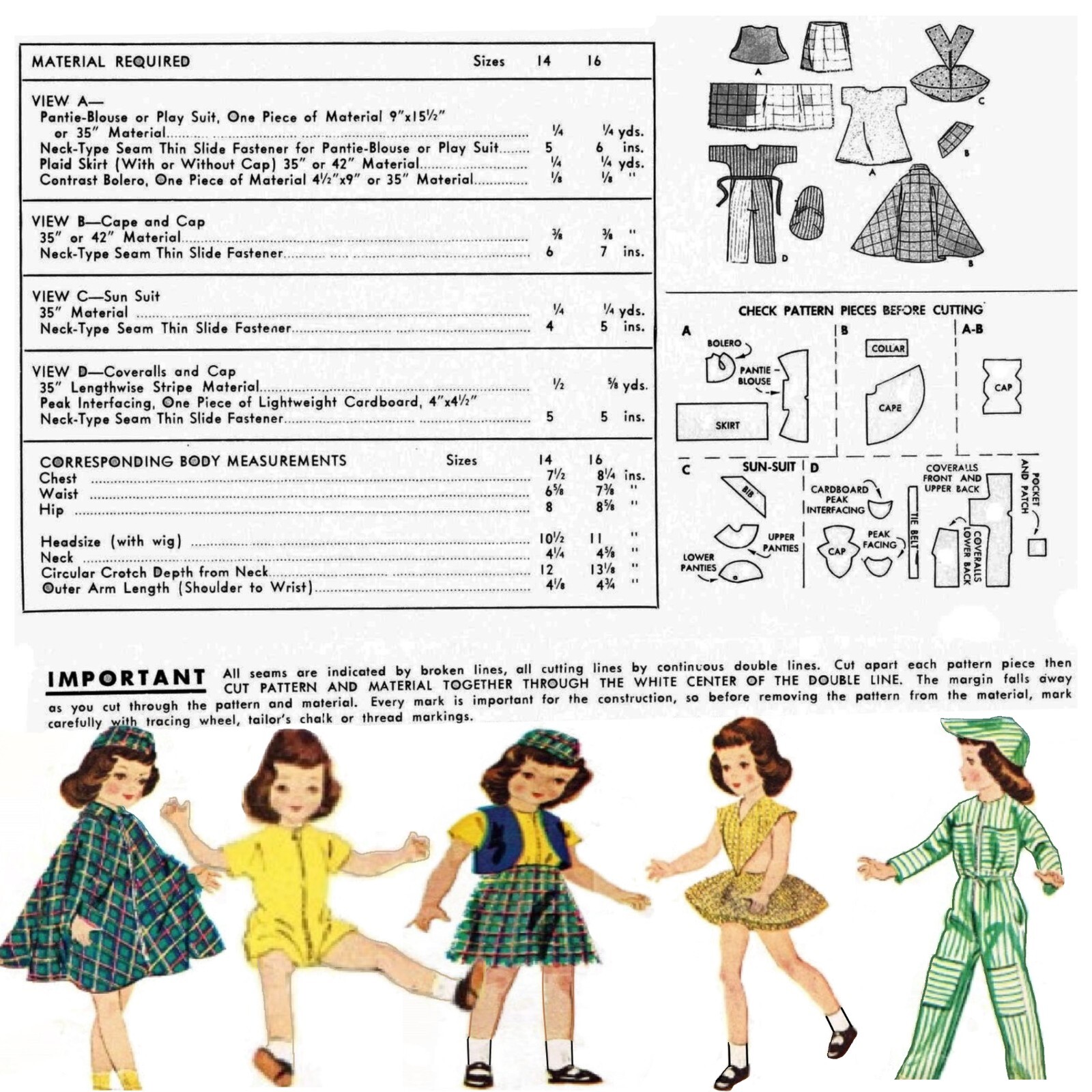 14" Doll Clothes Pattern For Betsy McCall, Toni & Many Other Dolls